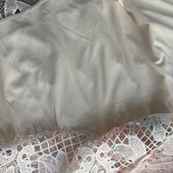 Elegant Floral Midi Dress in Cream and Peachy pinks and forest green - Picture 6 of 8